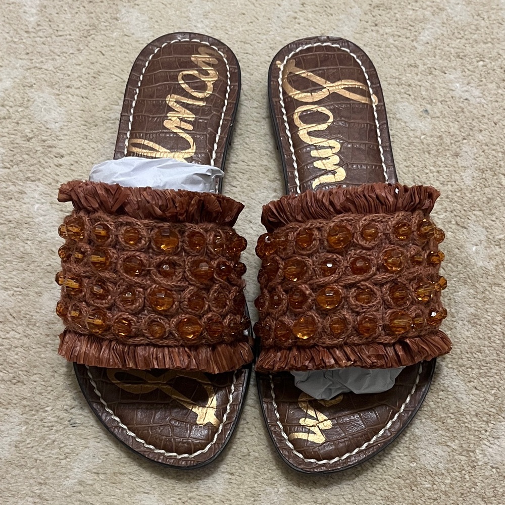Sam Edelman Gladys Cuoio Raffia Sandals